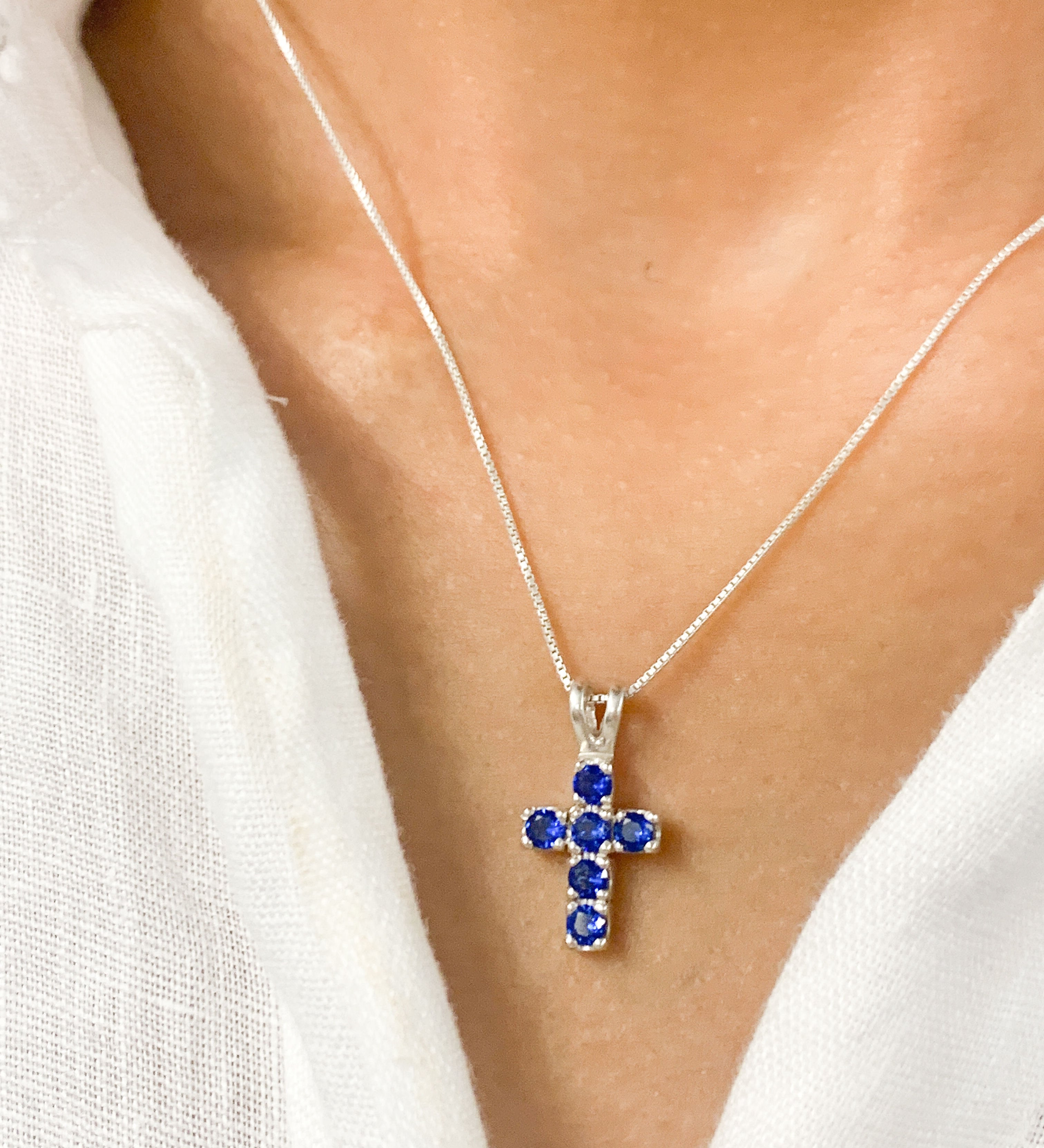 KK448-P-cSAP: Sterling Silver 925 Created Sapphire