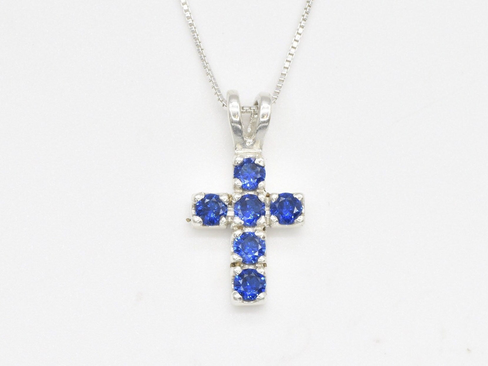 KK448-P-cSAP: Sterling Silver 925 Created Sapphire