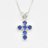 Sapphire Cross Necklace - Gold Sapphire Pendant - Vintage Cross Necklace