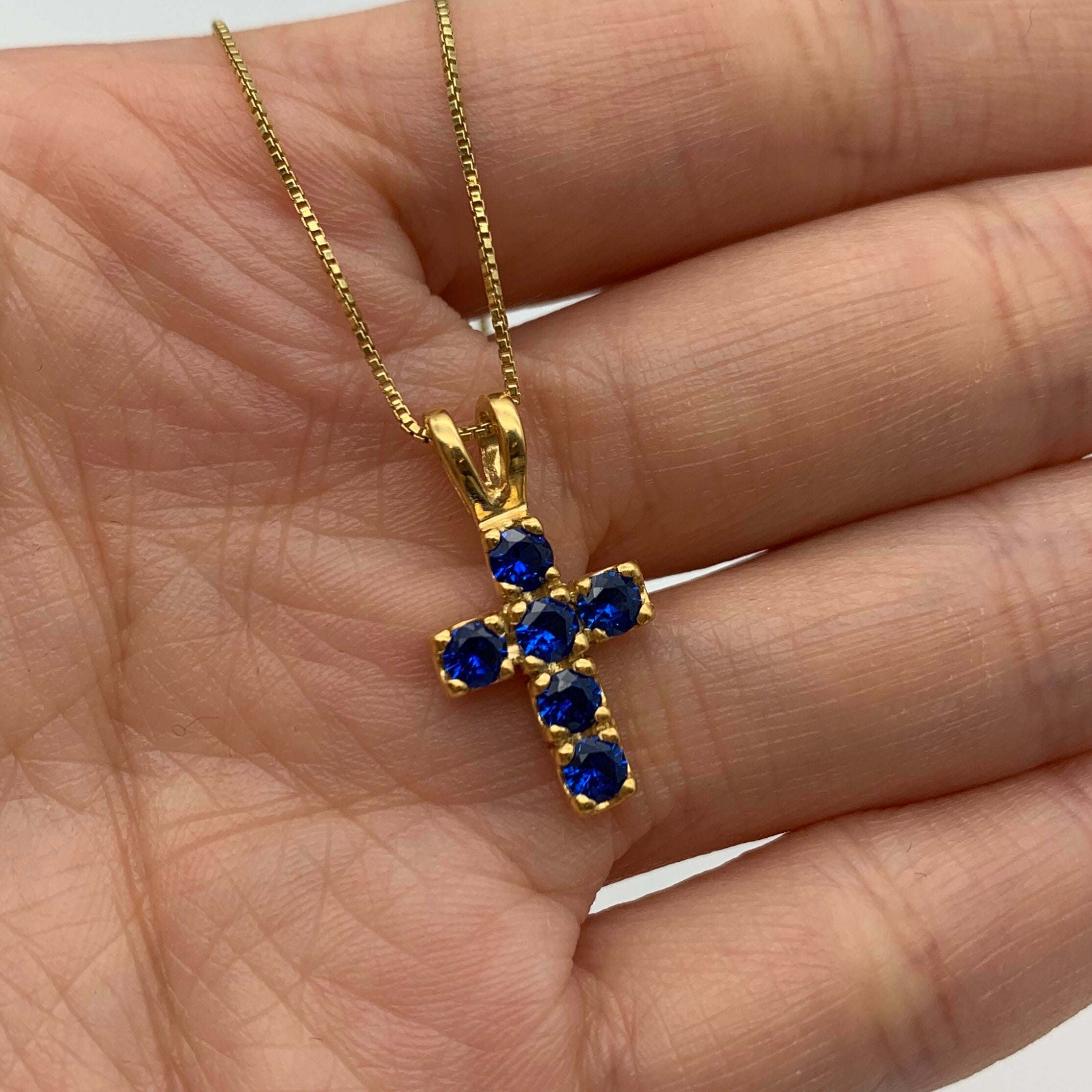 KK448-P-cSAP: Gold Vermeil 18k Created Sapphire