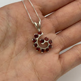 Silver Garnet Pendant - Red Spiral Necklace - Garnet Swirl Necklace