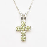 Peridot Cross Necklace - 18k Gold Peridot Pendant - Green Gem Necklace
