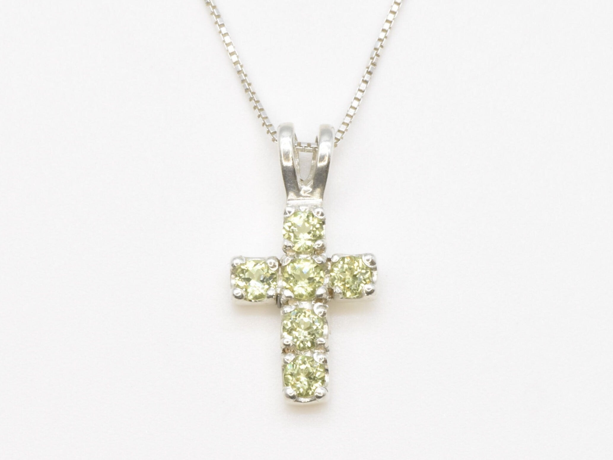Peridot Cross Necklace - 18k Gold Peridot Pendant - Green Gem Necklace
