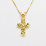 Peridot Cross Necklace - Gold Peridot - Green Gem NecklacePendant - made in 18k Gold Vermeil. Ideal for everyday wear and perfect for birthday gifting and special occasions.