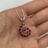 Spiral Ruby Pendant - Silver Ruby Pendant - July Birthstone Necklace