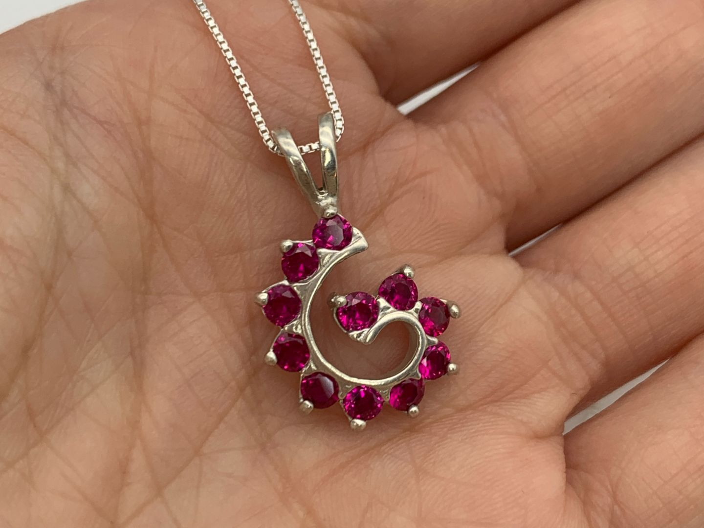 Created Ruby Pendant in 925 Sterling Silver, featuring a Round Created Ruby, perfect for birthdays and special occasions.