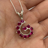 Spiral Ruby Pendant - Silver Ruby Pendant - July Birthstone Necklace