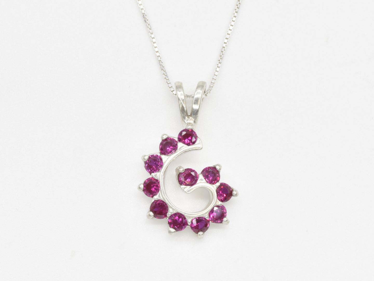 Spiral Ruby Pendant, Created Ruby Pendant, July Birthstone Necklace