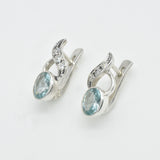 Aquamarine Earrings - Blue Drop Earrings - Vintage Bezel Earrings