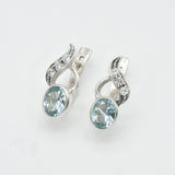 Aquamarine Earrings - Blue Drop Earrings - Vintage Bezel Earrings