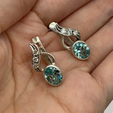 Aquamarine Earrings - Blue Drop Earrings - Vintage Bezel Earrings