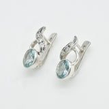 Aquamarine Earrings - Blue Drop Earrings - Vintage Bezel Earrings