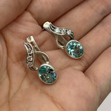 Aquamarine Earrings - Blue Drop Earrings - Vintage Bezel Earrings