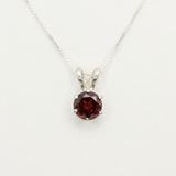 Dainty Garnet Pendant, January Birthstone Necklace, Round Red Garnet Pendant