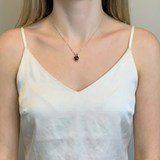 Dainty Garnet Pendant, January Birthstone Necklace, Round Red Garnet Pendant