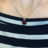 Dainty Garnet Pendant, January Birthstone Necklace, Round Red Garnet Pendant