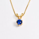Gold Sapphire Pendant - Royal Blue Necklace - Vintage Round Necklace made in 18k Gold Vermeil. Ideal for everyday wear and perfect for birthday gifting and special occasions.