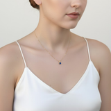 Chic Royal Blue Sapphire Pendant Necklace in 18k Gold Vermeil - perfect for gifts and adding a touch of elegance to any outfit.