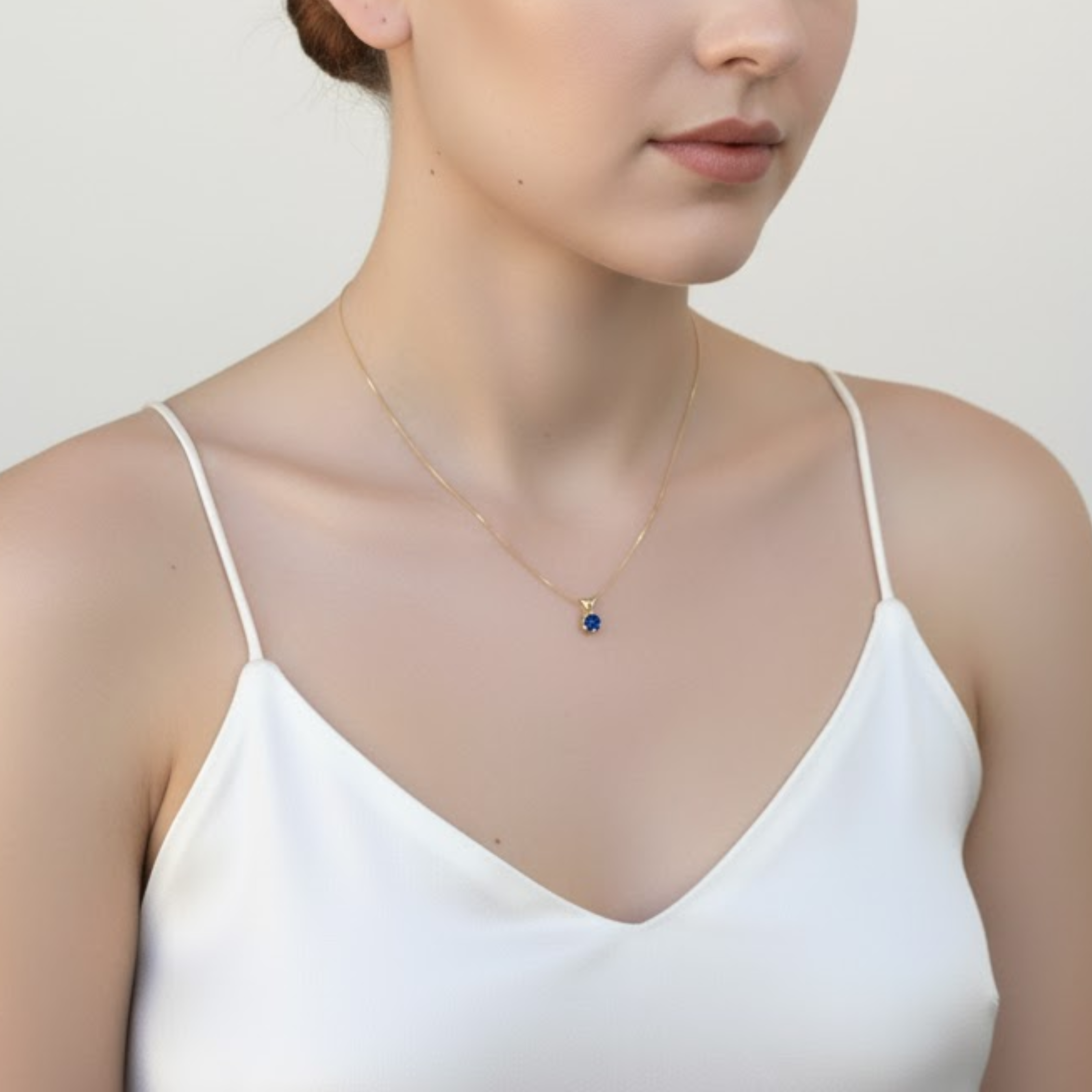 Chic Royal Blue Sapphire Pendant Necklace in 18k Gold Vermeil - perfect for gifts and adding a touch of elegance to any outfit.