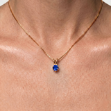 Vintage Round Gold Necklace featuring a stunning Royal Blue Sapphire - perfect for everyday elegance and special occasions.