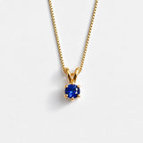 Gold Sapphire Pendant - Royal Blue Necklace - Vintage Round Necklace made in 18k Gold Vermeil. Ideal for everyday wear and perfect for birthday gifting and special occasions.