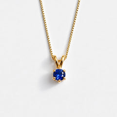 Gold Sapphire Pendant - Royal Blue Necklace - Vintage Round Necklace made in 18k Gold Vermeil. Ideal for everyday wear and perfect for birthday gifting and special occasions.