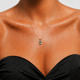 Gold Aquamarine Necklace - Blue Solitaire Pendant - Gift For Mom