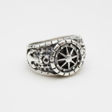 Silver Anchor Ring - Compass Silver Ring - Signet Anchor Ring
