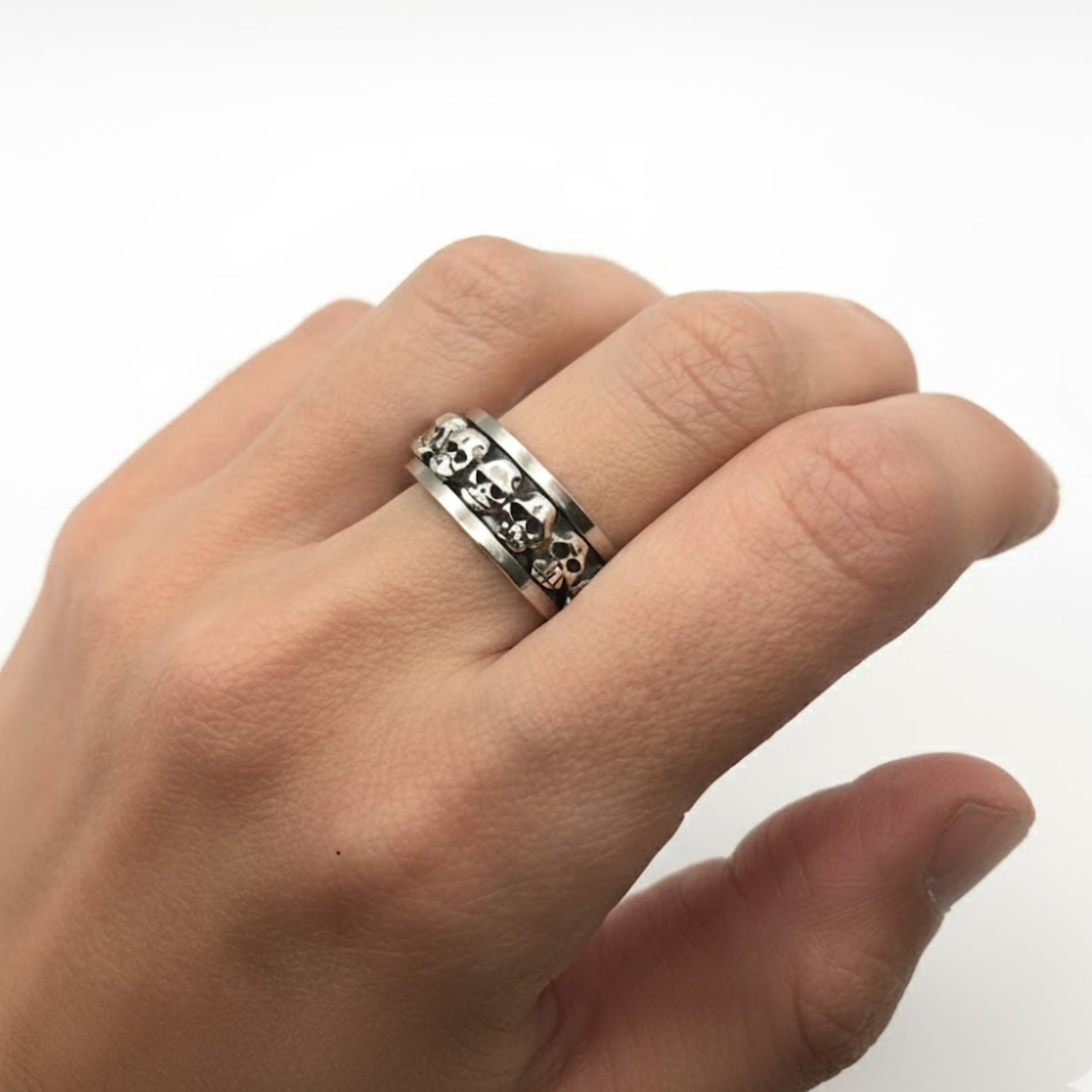 Gothic Silver Skull Ring - 925 Sterling Silver, perfect for everyday style, birthdays, and special celebrations.
