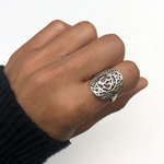 Elegant Silver Ohm Ring - Express your spirituality with this stunning 925 Sterling Silver statement ring, perfect for any occasion.