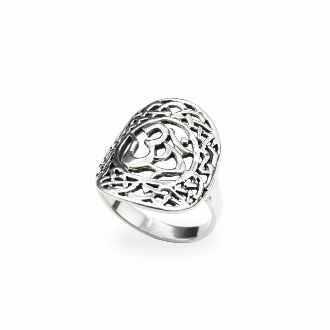 Chunky Silver Om Ring - A bold 925 Sterling Silver ring that symbolizes harmony, perfect for daily wear and thoughtful gifts.