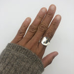 Asymmetrical Silver Ring,  Chunky Ring, Sterling Silver Ring, Wide Silver Band, Unisex Ring, Everyday Ring, Boho Ring, Wide Wave Ring, Ring