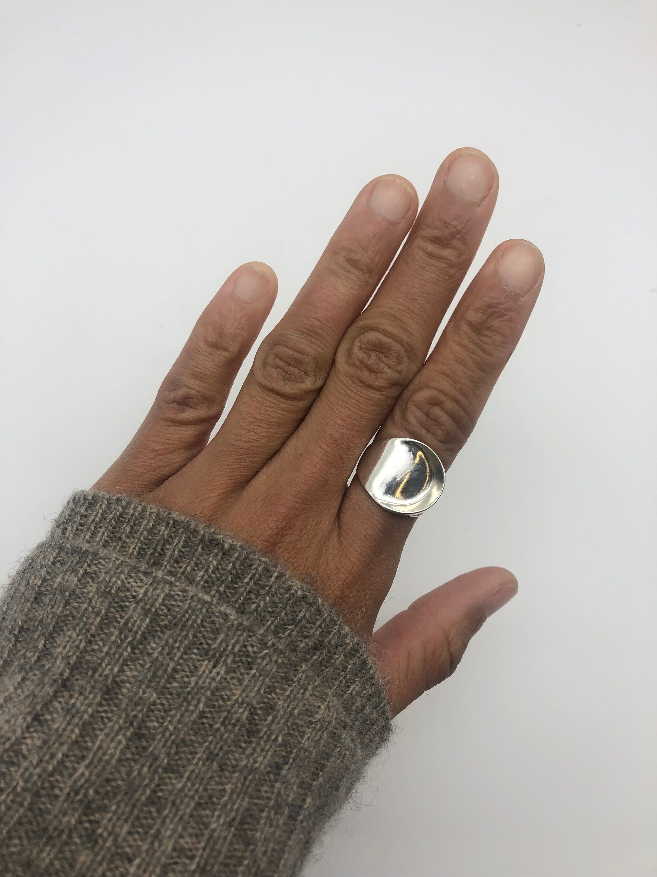 Asymmetrical Silver Ring,  Chunky Ring, Sterling Silver Ring, Wide Silver Band, Unisex Ring, Everyday Ring, Boho Ring, Wide Wave Ring, Ring