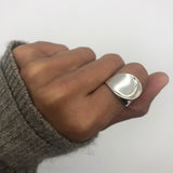 Asymmetrical Silver Ring,  Chunky Ring, Sterling Silver Ring, Wide Silver Band, Unisex Ring, Everyday Ring, Boho Ring, Wide Wave Ring, Ring