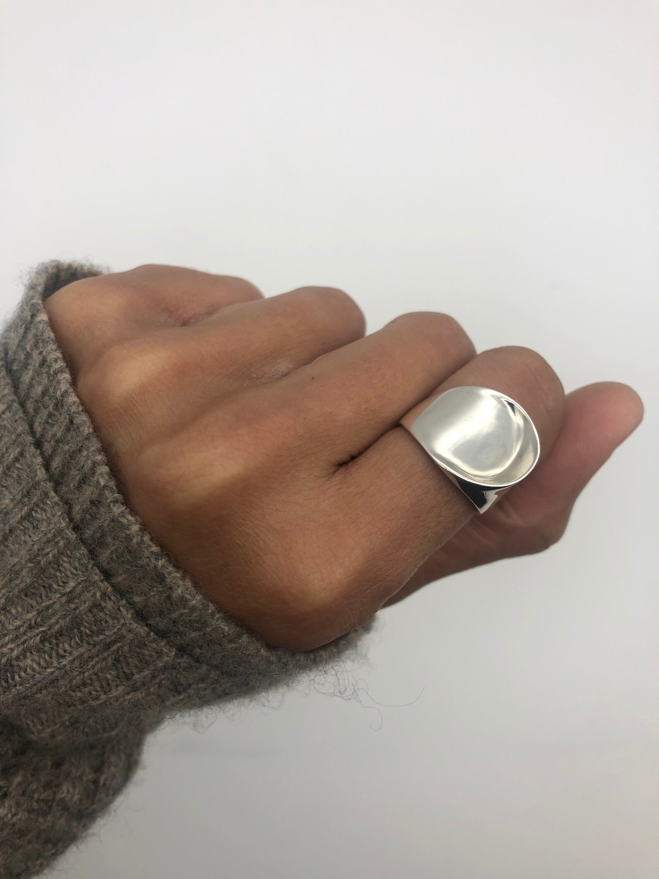 Asymmetrical Silver Ring,  Chunky Ring, Sterling Silver Ring, Wide Silver Band, Unisex Ring, Everyday Ring, Boho Ring, Wide Wave Ring, Ring