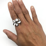 Large Silver Flower Ring in 925 Sterling Silver, a beautiful accessory for special events and daily outfit enhancement.