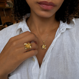 Gold Flower Ring - Large Plumeria Ring - Statement Hawaiian Ring