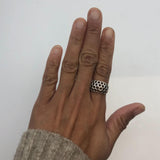 Silver Honeycomb Ring - Chunky Silver Ring  - Silver Artistic Ring