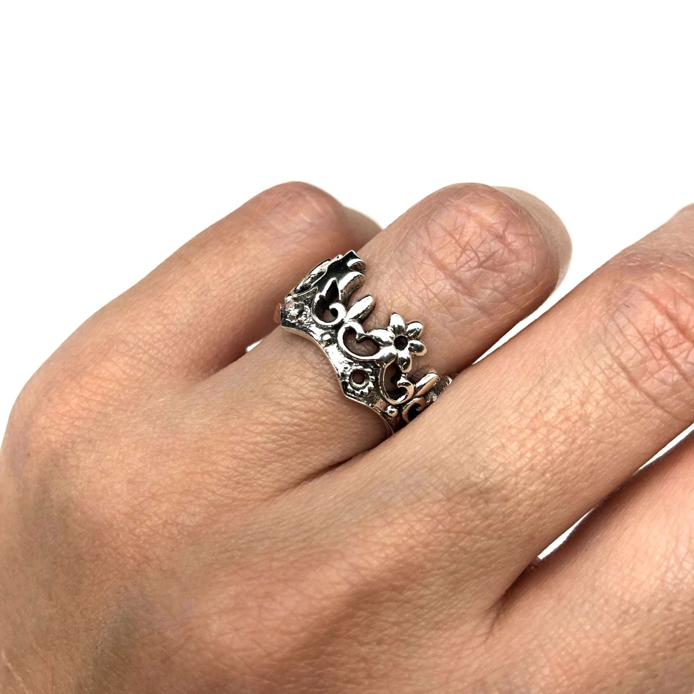 Silver Crown Ring, Gothic Ring, Queen Ring, Sterling Crown Band, Sterling Silver Ring, Handmade Crown Ring, Handmade Ring, Gothic Crown Ring