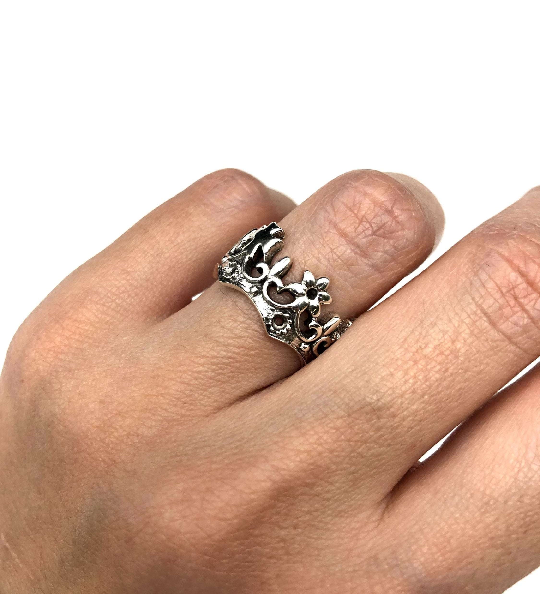 Silver Crown Ring, Gothic Ring, Queen Ring, Sterling Crown Band, Sterling Silver Ring, Handmade Crown Ring, Handmade Ring, Gothic Crown Ring