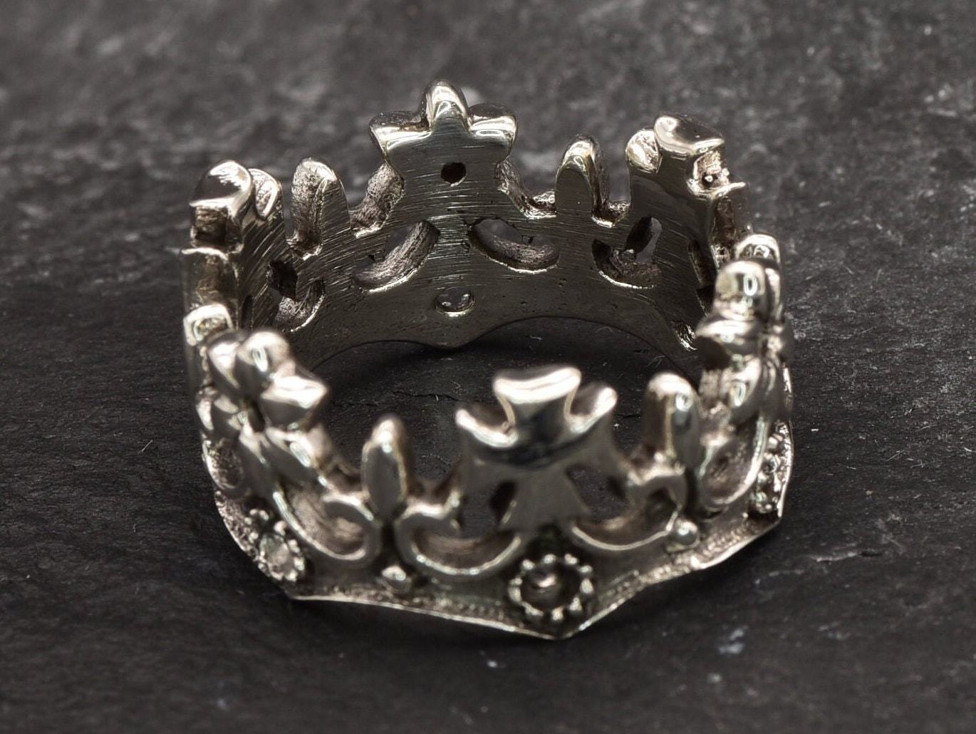 Silver Crown Ring Silver Gothic Ring, Silver Queen Crown Ring