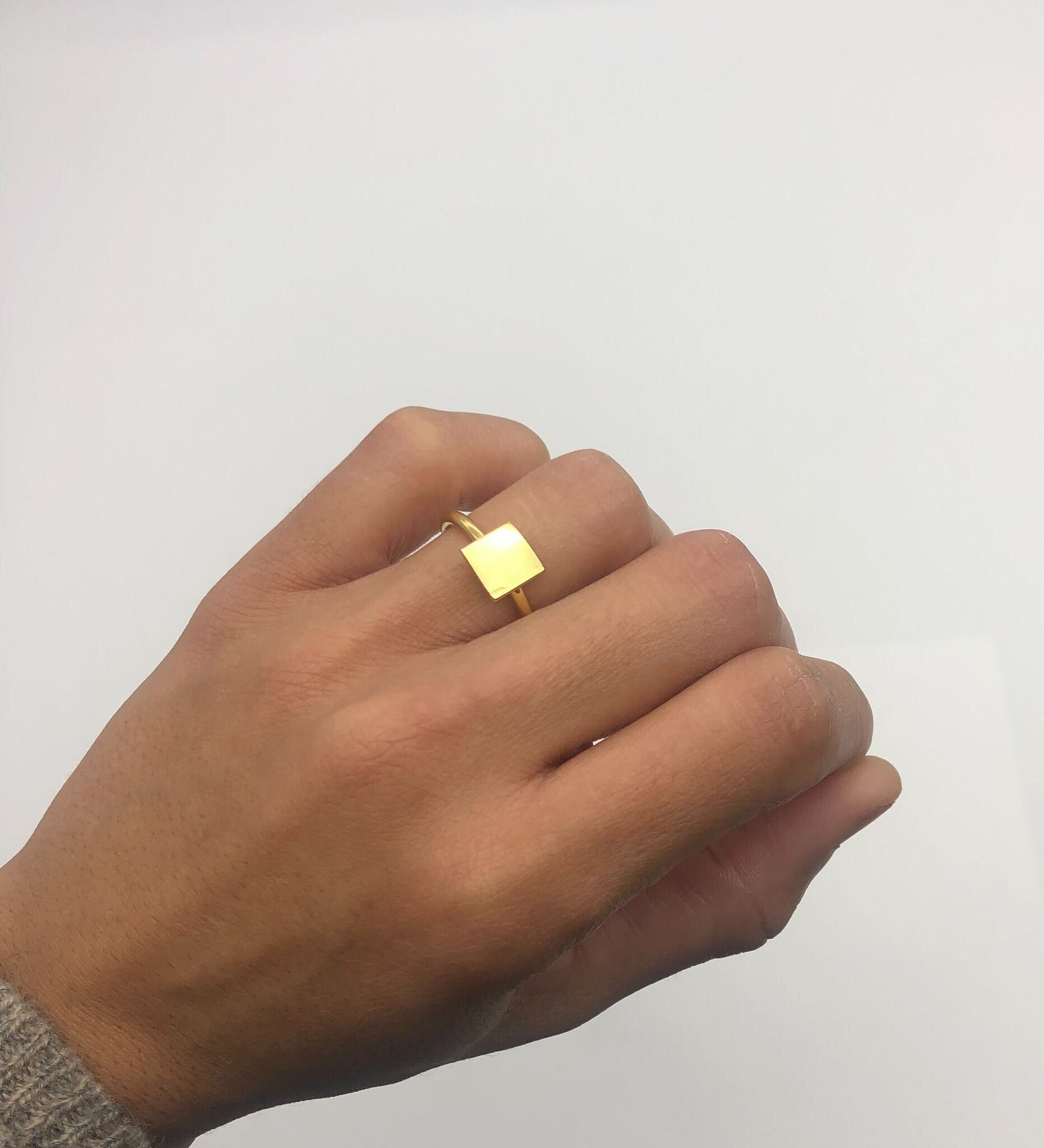 Small Square Ring, Minimalist Ring, Square Band, Simple Ring, Square Stackable Ring, Small Pinky Ring, Little Finger Ring, Geometric Ring(1)