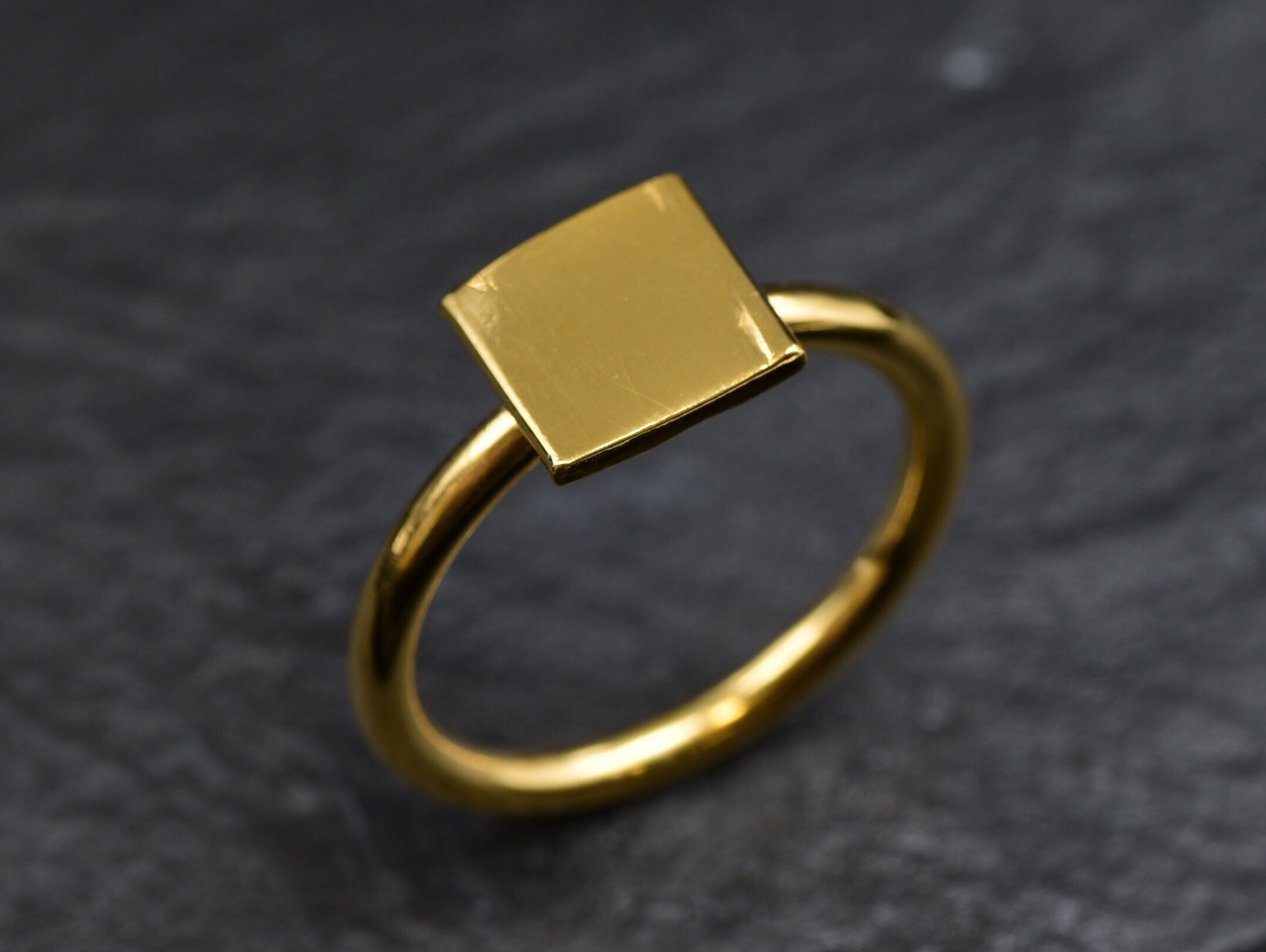 Gold Square Ring - Minimalist Gold Ring, Simple Square Ring – Adina ...