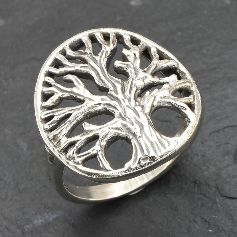 Silver Tree Of Life Ring, Vintage Tree Ring, Silver Statement Ring, Silver Tree Ring, Artisan Ring, Handmade Tree of Ring, Round Silver Ring