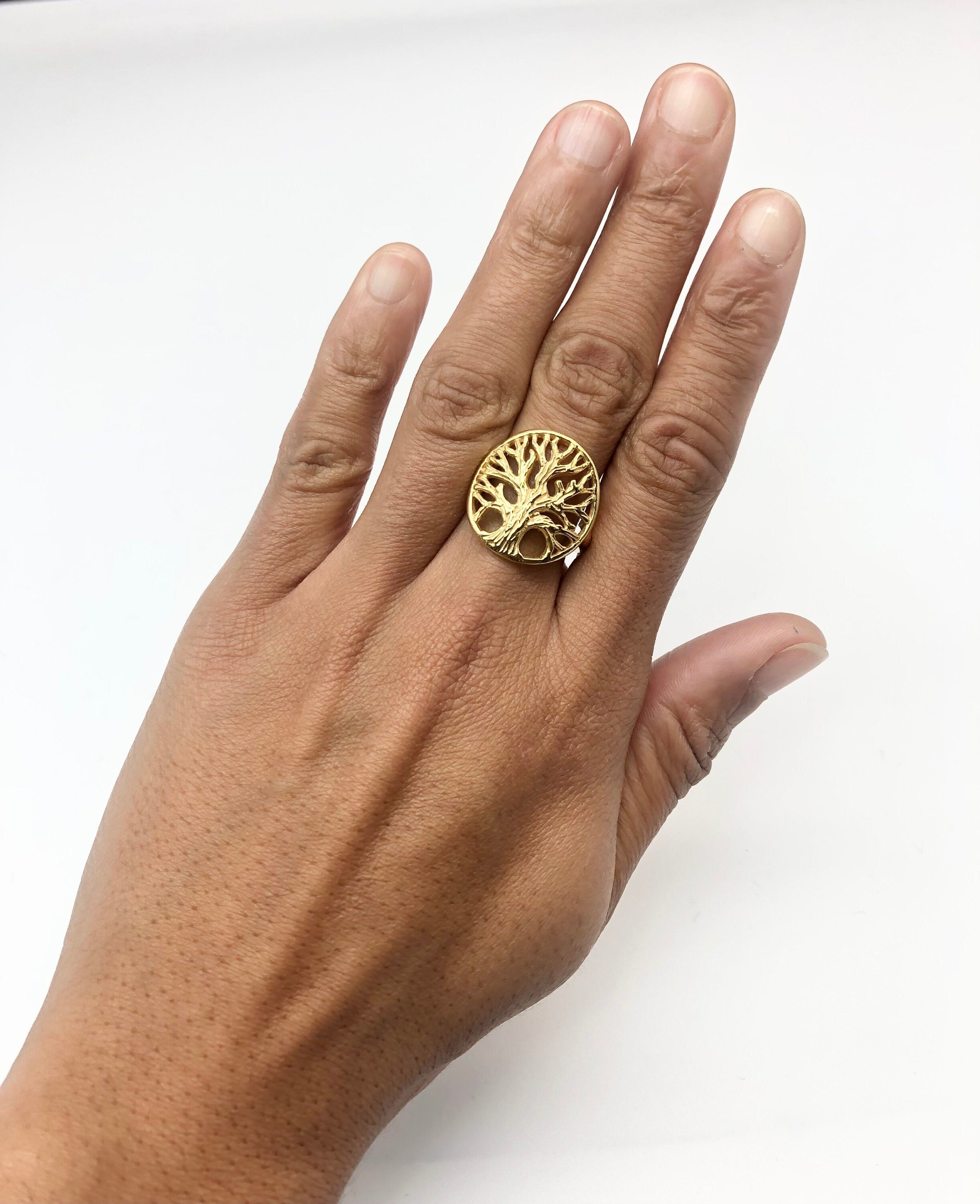 Silver Tree Of Life Ring, Vintage Tree Ring, Silver Statement Ring, Silver Tree Ring, Artisan Ring, Handmade Tree of Ring, Round Silver Ring(1)