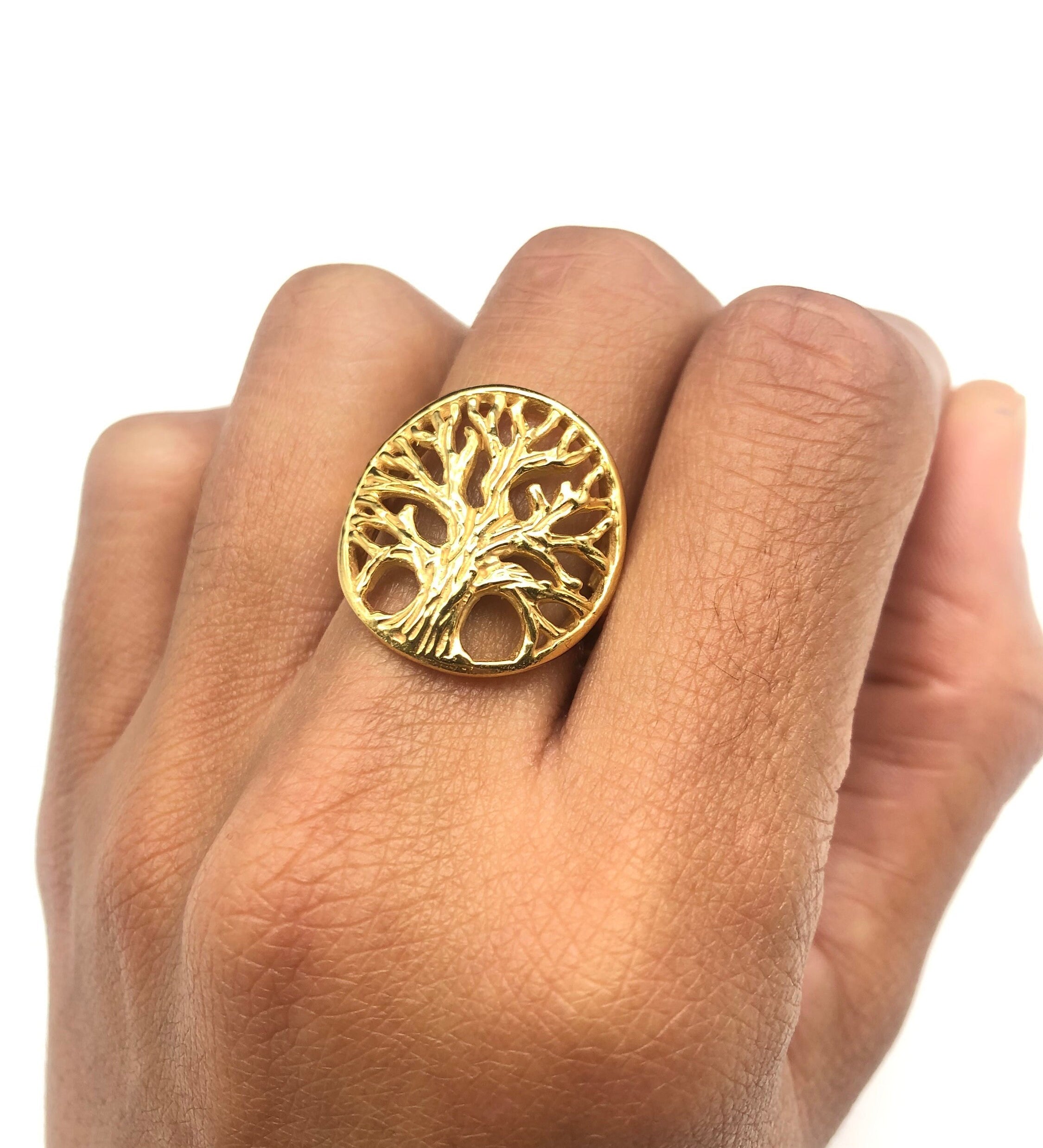 Silver Tree Of Life Ring, Vintage Tree Ring, Silver Statement Ring, Silver Tree Ring, Artisan Ring, Handmade Tree of Ring, Round Silver Ring(1)