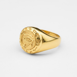 Sleek Egyptian Eye Ring in 18k Gold Vermeil, perfect for adding a touch of elegance to any outfit or special occasion.