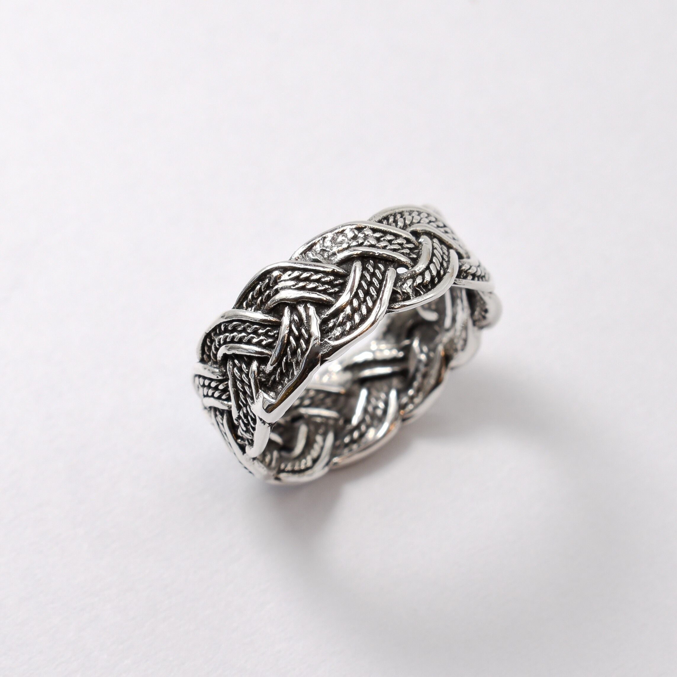 Silver Braided Ring, Vintage band, Proposal Ring, Sterling Silver Ring, Stackable Ring, Braided Band Unisex, Silver Unisex Band, Woven Ring