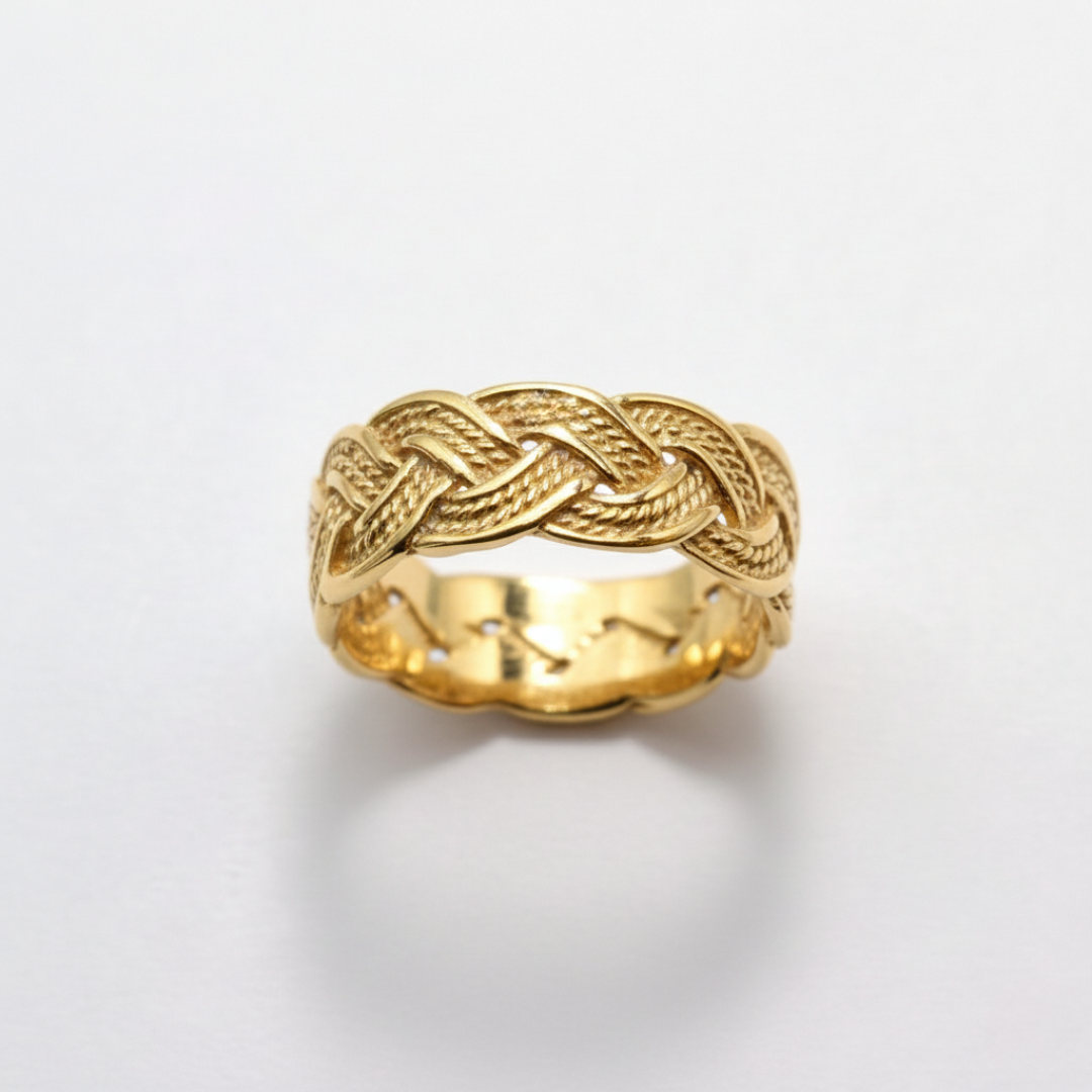 Gold Braided Ring - Unique vintage style in 18k Gold Vermeil, a chic accessory for casual outings and memorable gifts.