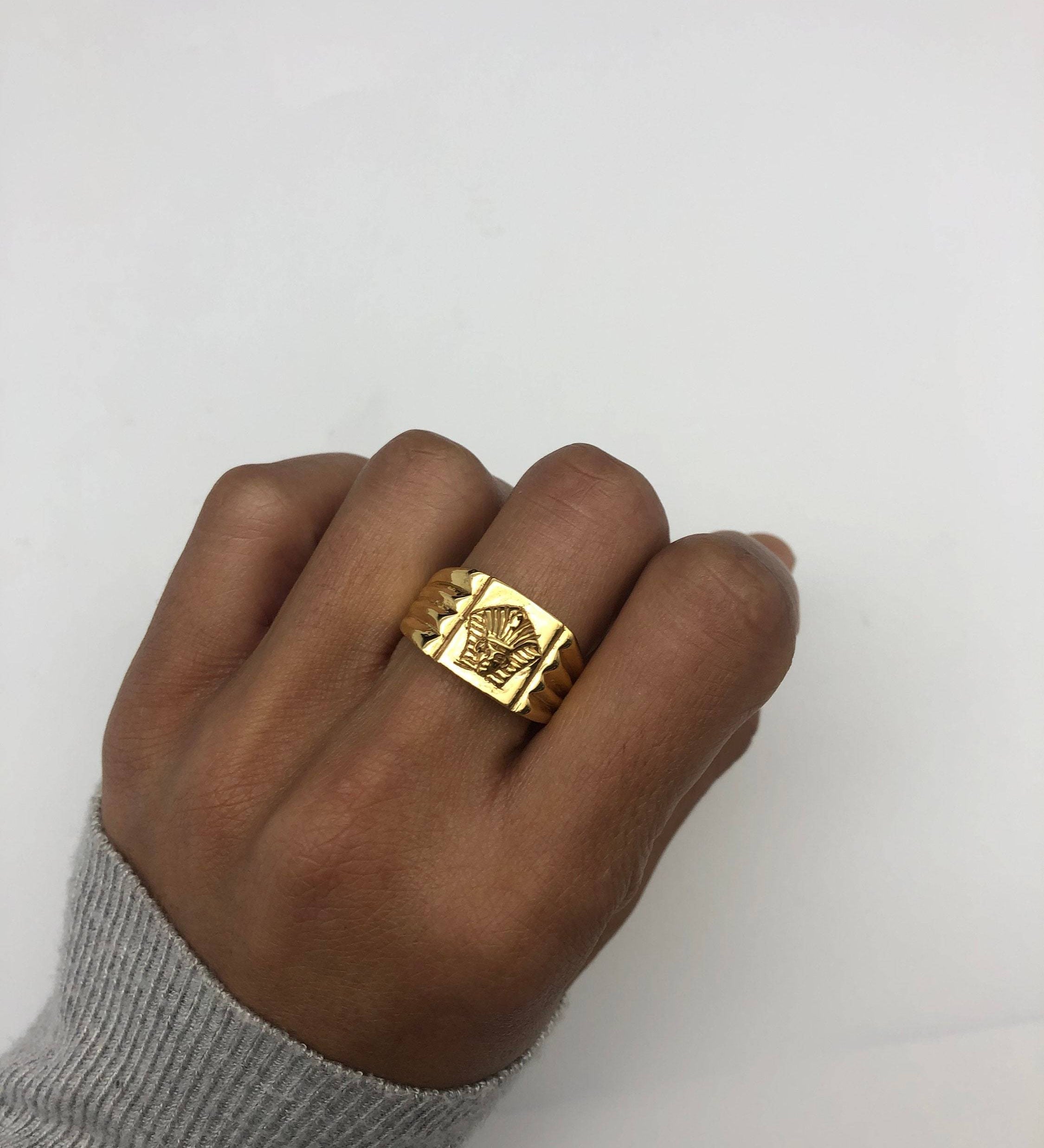 Pharaoh Ring, Silver Egyptian Ring, Silver Chunky Ring, Symbolic Ring, Unisex Ring, Pharaoh Jewelry, Silver Wide Ring, 925 Sterling Silver(1)